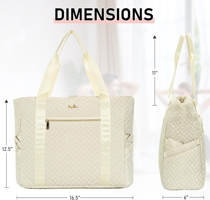 LASUK Tote Bag For Women, Checkered Zipper Laptop Shoulder Bag, Gym Tote Bag with Yoga Mat Bag, for Gym, Work, Travel, Shop - Image 3